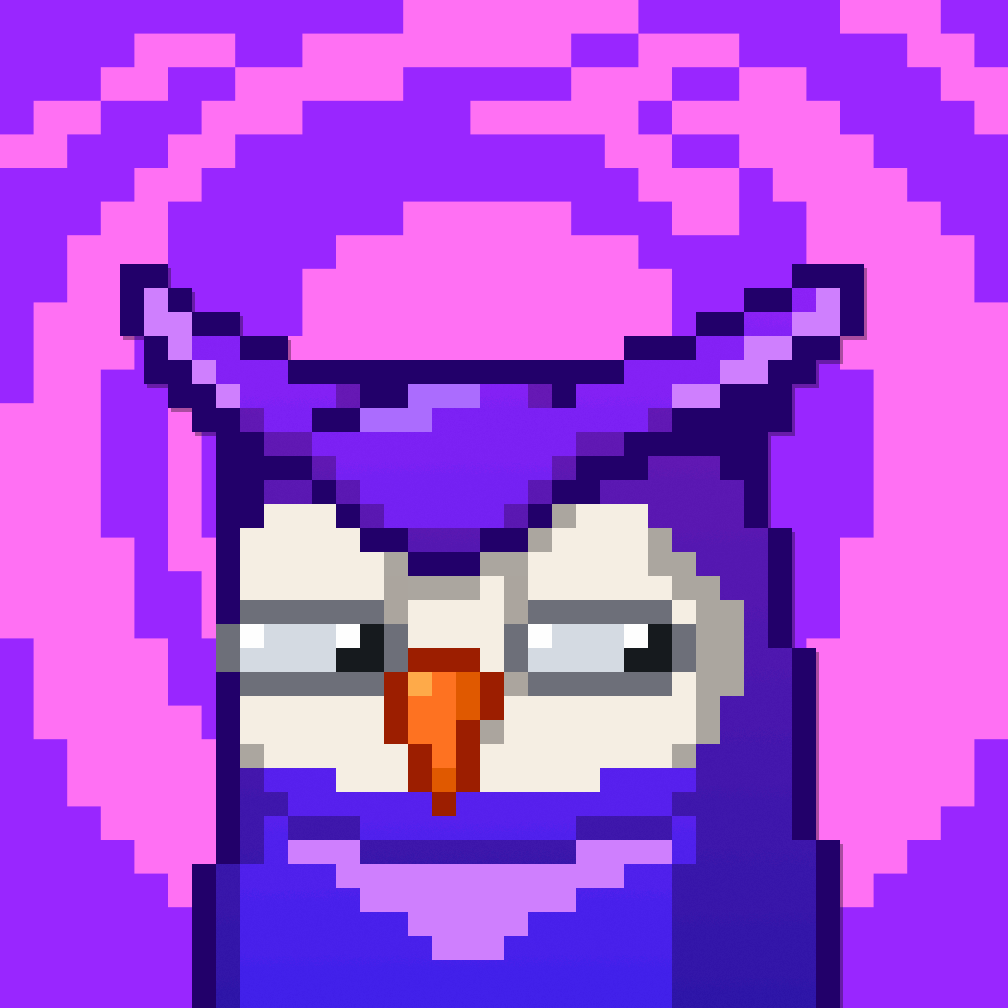 GM 0WLS Pixel Owl #5 - Gray Blue Glasses