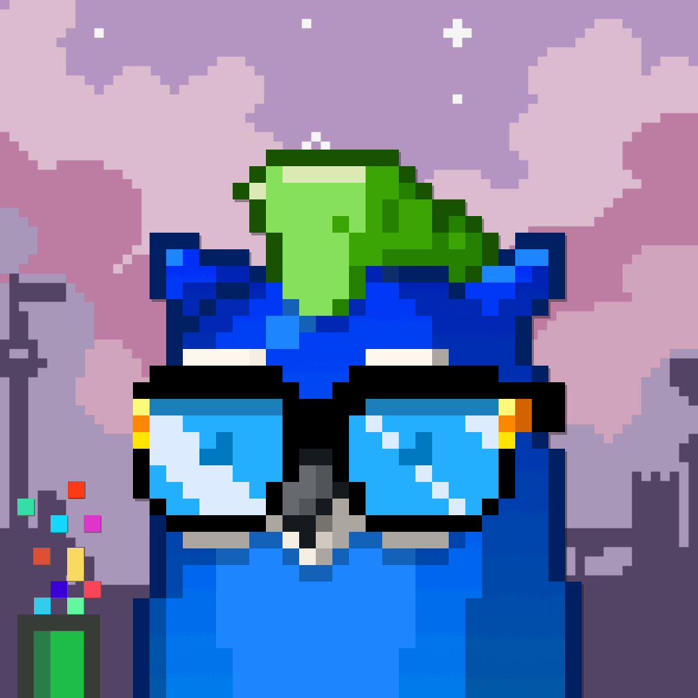 GM 0WLS Pixel Owl #8 - Blue Shirt Moon Cap